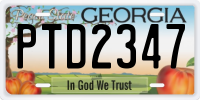 GA license plate PTD2347
