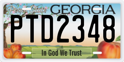 GA license plate PTD2348