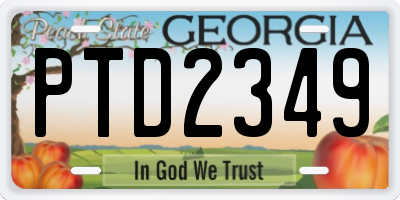 GA license plate PTD2349