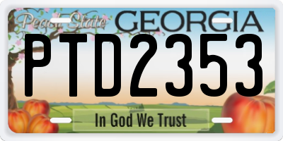 GA license plate PTD2353