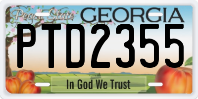 GA license plate PTD2355