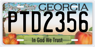 GA license plate PTD2356