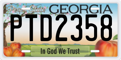 GA license plate PTD2358