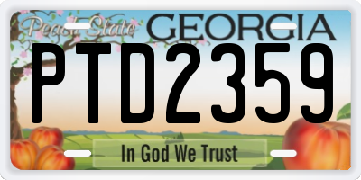 GA license plate PTD2359