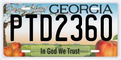 GA license plate PTD2360