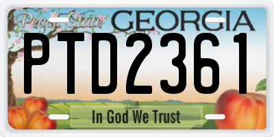 GA license plate PTD2361