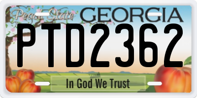 GA license plate PTD2362
