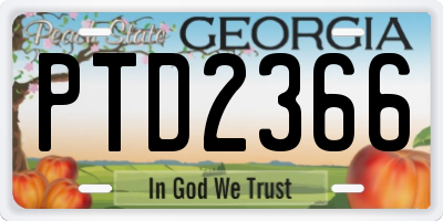 GA license plate PTD2366