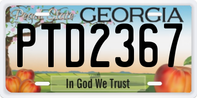 GA license plate PTD2367