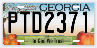 GA license plate PTD2371