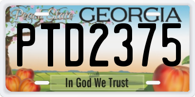 GA license plate PTD2375