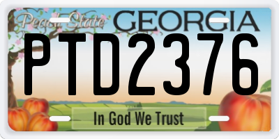 GA license plate PTD2376