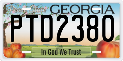 GA license plate PTD2380