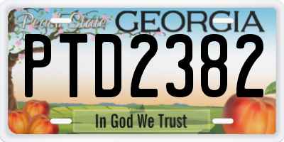 GA license plate PTD2382
