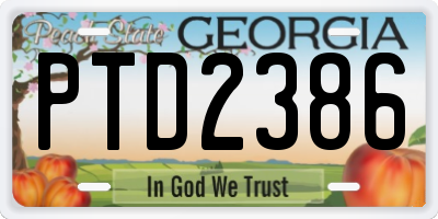 GA license plate PTD2386