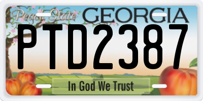 GA license plate PTD2387