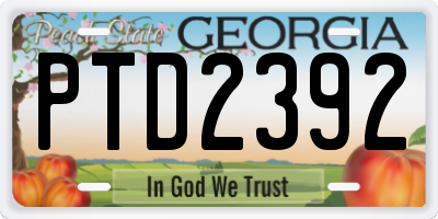 GA license plate PTD2392