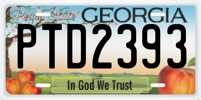 GA license plate PTD2393