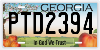 GA license plate PTD2394