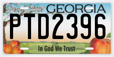 GA license plate PTD2396