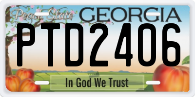 GA license plate PTD2406