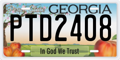 GA license plate PTD2408