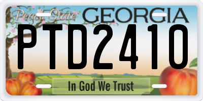 GA license plate PTD2410
