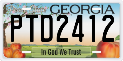 GA license plate PTD2412