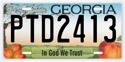 GA license plate PTD2413