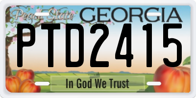 GA license plate PTD2415