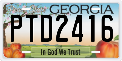 GA license plate PTD2416