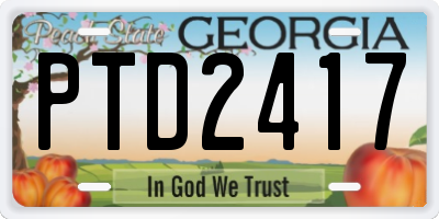 GA license plate PTD2417