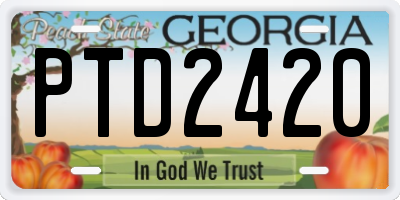 GA license plate PTD2420