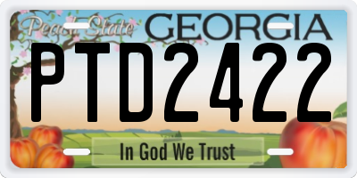 GA license plate PTD2422