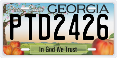 GA license plate PTD2426
