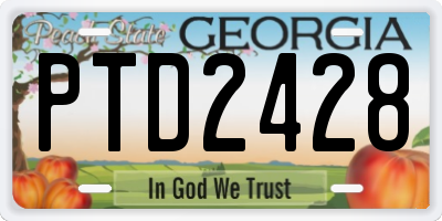 GA license plate PTD2428