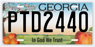 GA license plate PTD2440