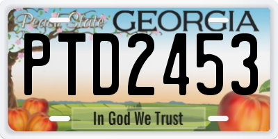 GA license plate PTD2453