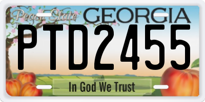 GA license plate PTD2455