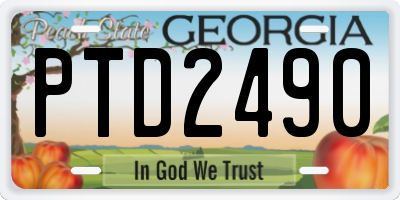 GA license plate PTD2490