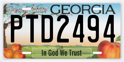 GA license plate PTD2494
