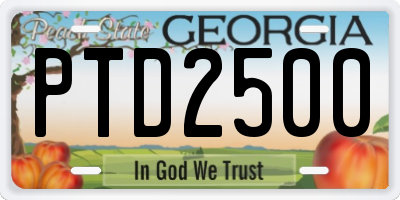 GA license plate PTD2500
