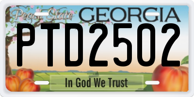 GA license plate PTD2502