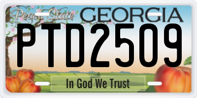 GA license plate PTD2509
