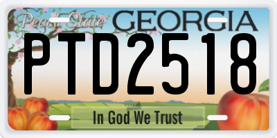 GA license plate PTD2518