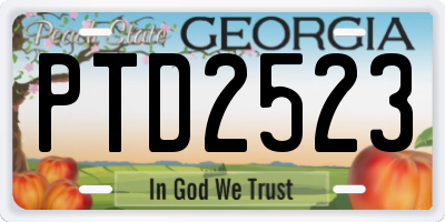 GA license plate PTD2523