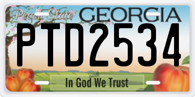 GA license plate PTD2534