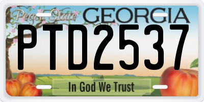 GA license plate PTD2537