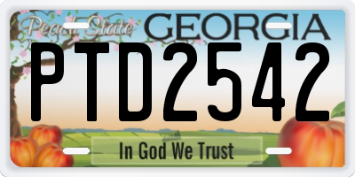 GA license plate PTD2542