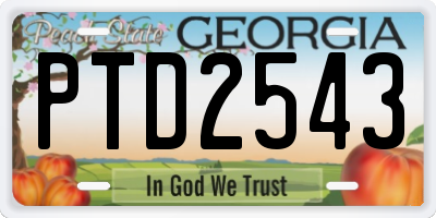 GA license plate PTD2543